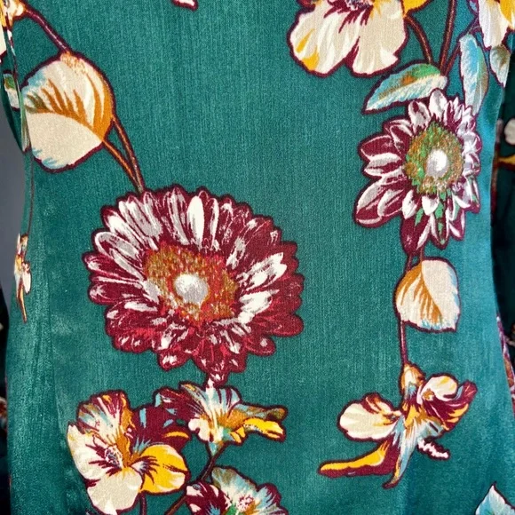 Floral Green Long Sleeve Dress - Picture 5 of 10